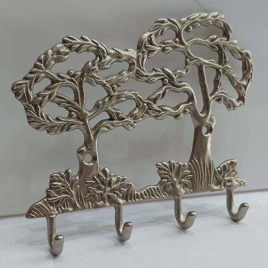 Wandhalterung Metall 4 Haken Gold 16x13cm