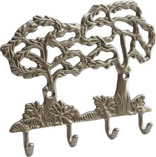 Wandhalterung Metall 4 Haken Gold 16x13cm