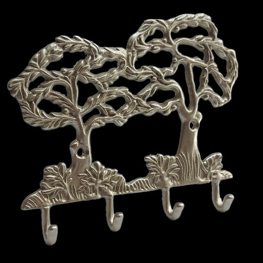 Wandhalterung Metall 4 Haken Gold 16x13cm