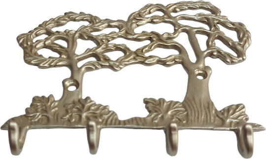 Wandhalterung Metall 4 Haken Gold 16x13cm