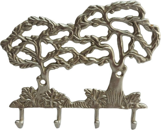 Wandhalterung Metall 4 Haken Gold 16x13cm