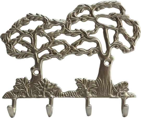 Wandhalterung Metall 4 Haken Gold 16x13cm