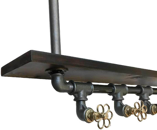 Wall Hanger Wooden 4 Hooks Brown 80x10x10cm