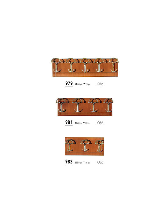 Biotrap Wooden Wall Hanger 10 Hooks Brown 80x15cm