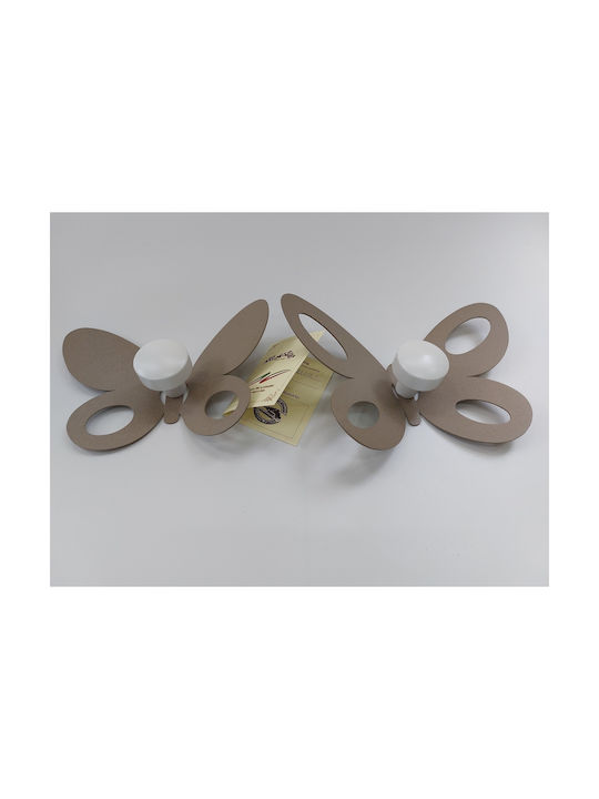 Arti E Mestieri Wall Hanger Butterfly Metal Beige 23.5cm