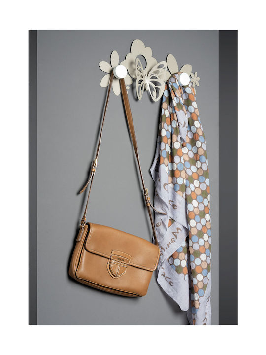 Arti E Mestieri Wall Hanger Sfarfalle Metal 2 Hooks Silver 44x6.5x24cm