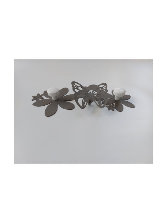 Arti E Mestieri Wall Hanger Starfalle Metal 2 Hooks Gray 44x6.5x24cm