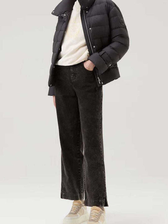 Kurz Damen Puffer Jacke für Winter Schwarz
