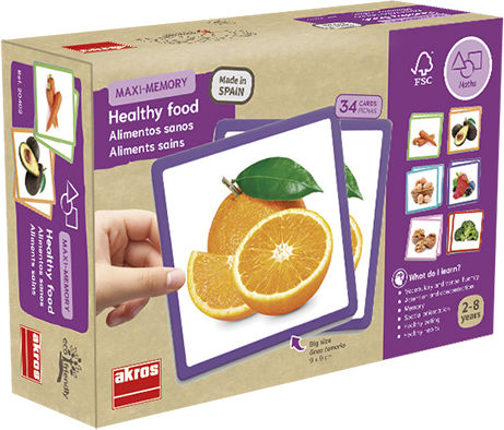 Akros Memo Maxi Υγιεινά Τρόφιμα Educational Game Knowledge for 2-8 Years Old