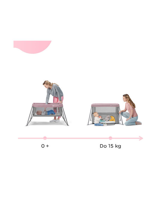 Kinderkraft Movi Παρκοκρέβατο 2 Επιπέδων με Στρώμα Grey-Pink 93.5x55.5cm