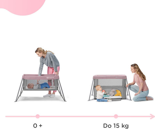 Kinderkraft Movi Παρκοκρέβατο 2 Επιπέδων με Στρώμα Grey-Pink 93.5x55.5cm