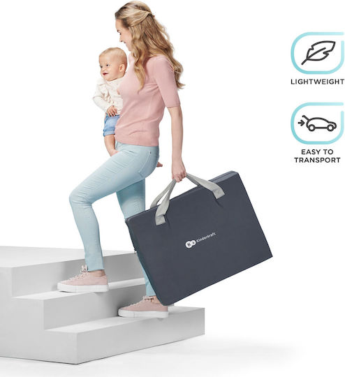 Kinderkraft Movi Παρκοκρέβατο 2 Επιπέδων με Στρώμα Grey-Pink 93.5x55.5cm