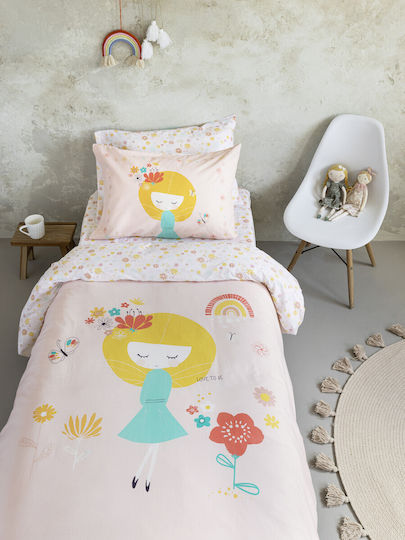 Nima Bettwäsche-Set Einzel Baumwolle Fairy Love Rosa 170x255cm 2Stück