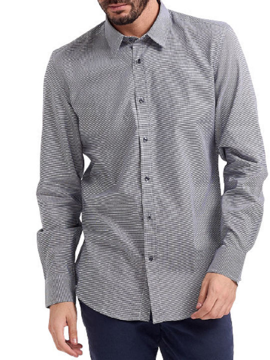 Antony Morato Men's Shirt Long Sleeve Striped Gray