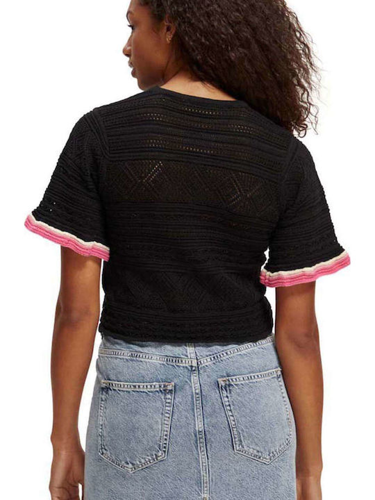 Scotch & Soda Pointelle Μπλούζα Μαύρη
