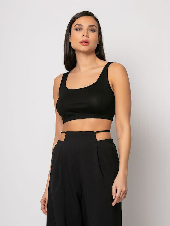 Women's Summer Crop Top Sleeveless Black