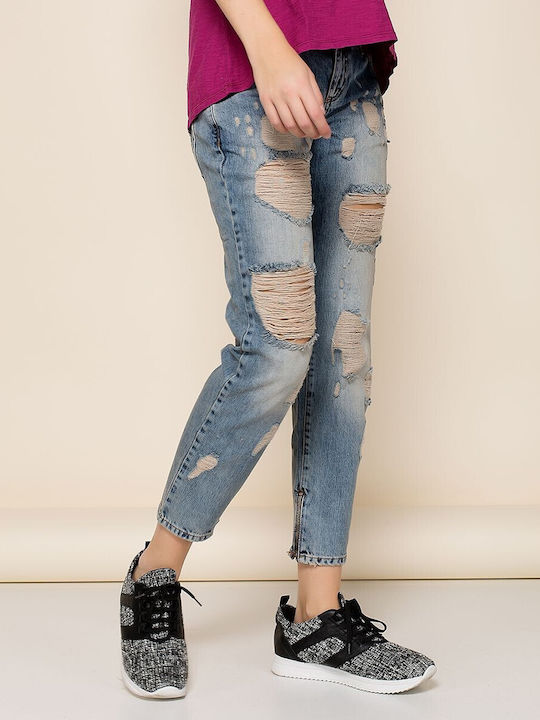 BSB Women's Jean Trousers with Rips in Relaxed Fit