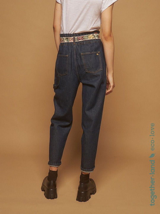 High Waist Women's Jean Trousers in Paperbag Fit