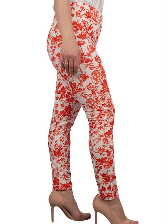 Rinascimento Damen Stoff Hose Blumen Rot