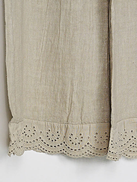 Damen Leinen Pantaloona mit Gummiband Beige