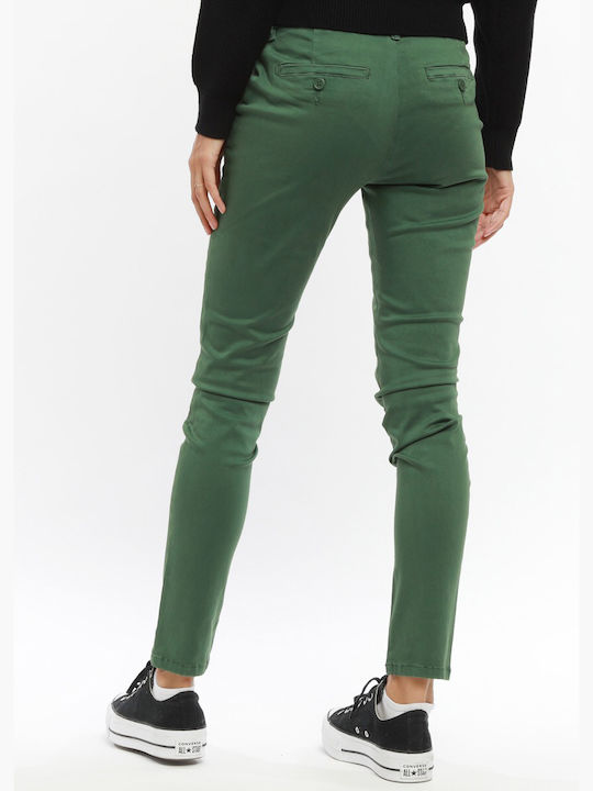 Cuca Stretch Women's Chino Trousers in Skinny Fit Green