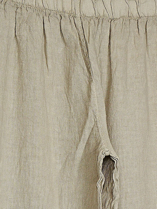 Damen Leinen Pantaloona mit Gummiband Beige