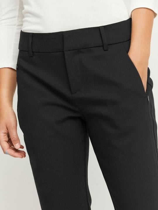 Women's Fabric Trousers Regular Fit Black
