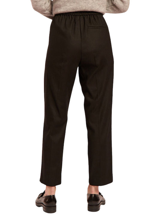 Marella Women's Fabric Capri Trousers in Straight Line Black