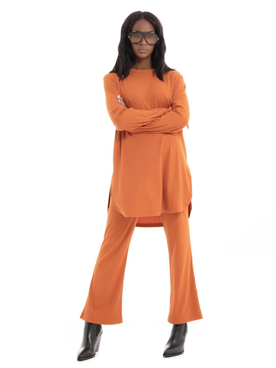 Black & Black Damen Stoff Hose Orange