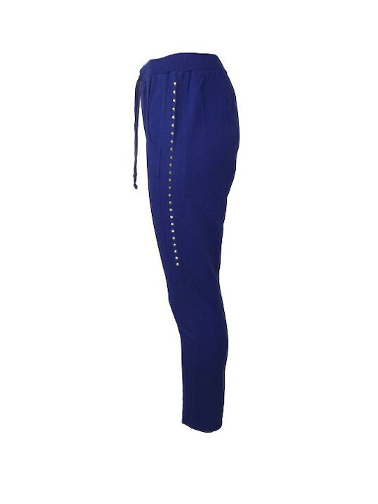 Paranoia Damen Stoff Hose mit Gummizug in Schlanker Passform Blau