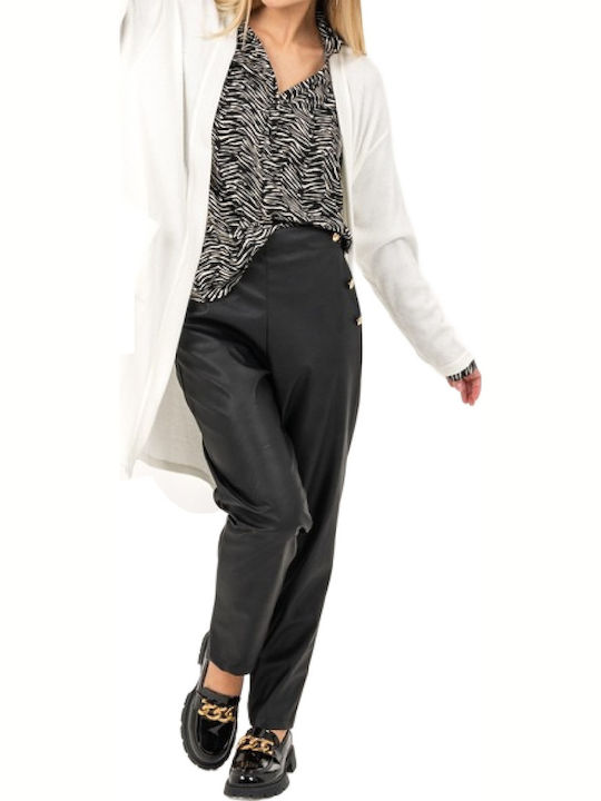 Damen Stoff Hose mit Gummizug Schwarz
