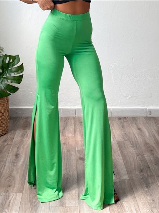 Chica Femei Talie înaltă Țesătură Pantaloni largi cu Elastic Verde