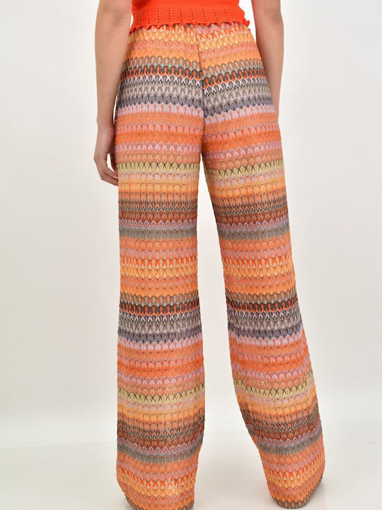 Damen Stoff Hose mit Gummizug in Lockerer Passform Orange