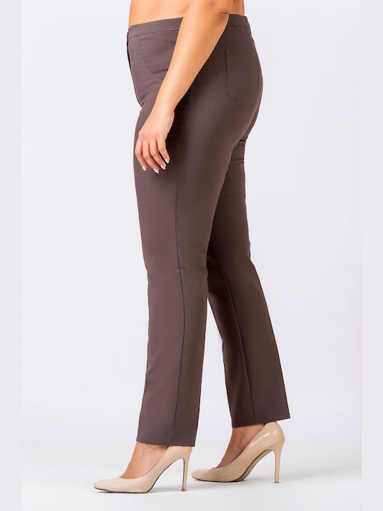 Jucita Women's Fabric Trousers in Straight Line Gray