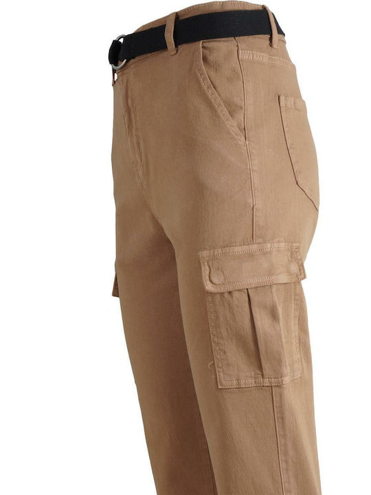 G Secret Women's Fabric Cargo Trousers Brown