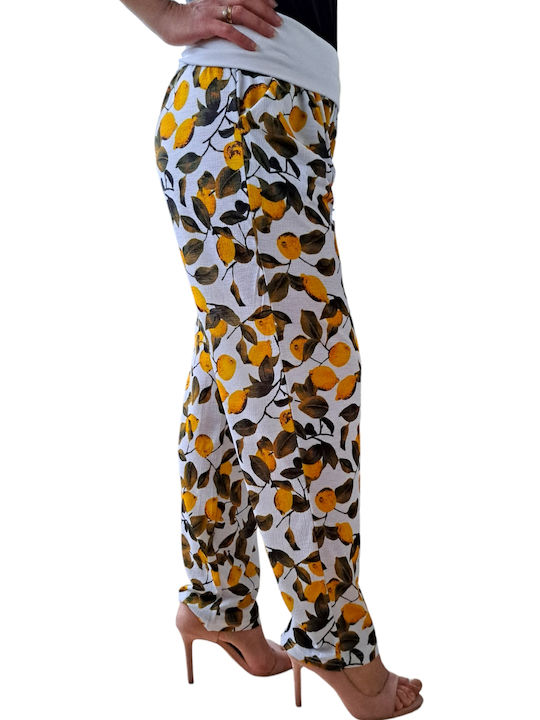 Remix Women's Fabric Trousers Yellow