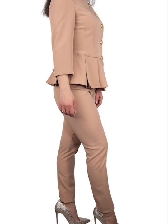 Remix Hanny Deep Women's Beige Set with Trousers