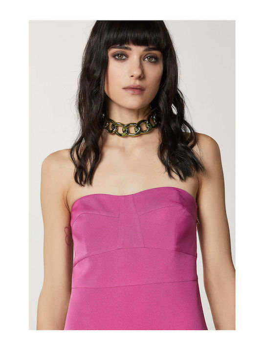 Καλοκαιρινό Mini Βραδινό Φόρεμα Strapless Μωβ