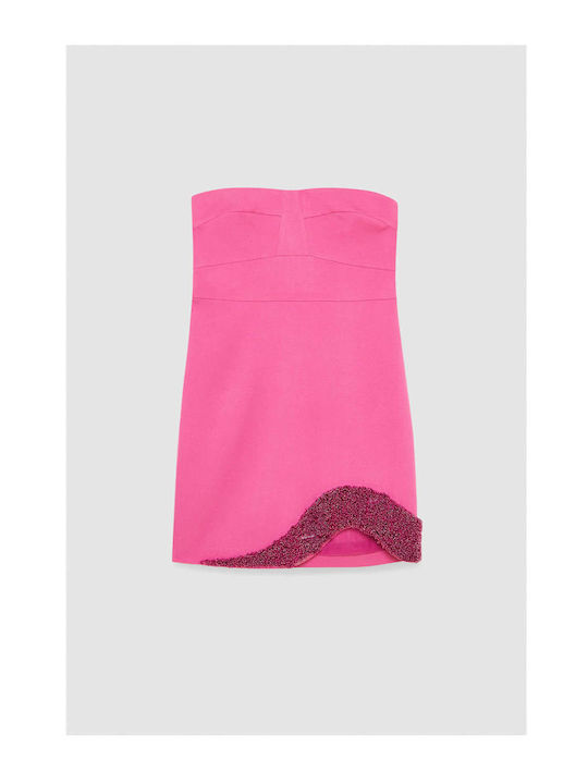 Καλοκαιρινό Mini Βραδινό Φόρεμα Strapless Μωβ