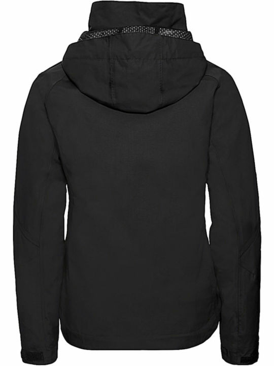 Russell Europe Women's Short Sports Jacket Waterproof for Winter with Hood Black R-510F-0