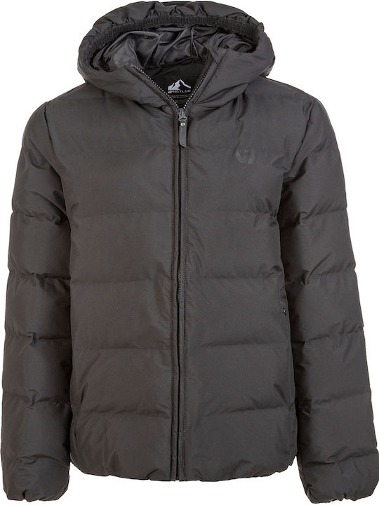 Kurz Damen Puffer Jacke für Winter Schwarz