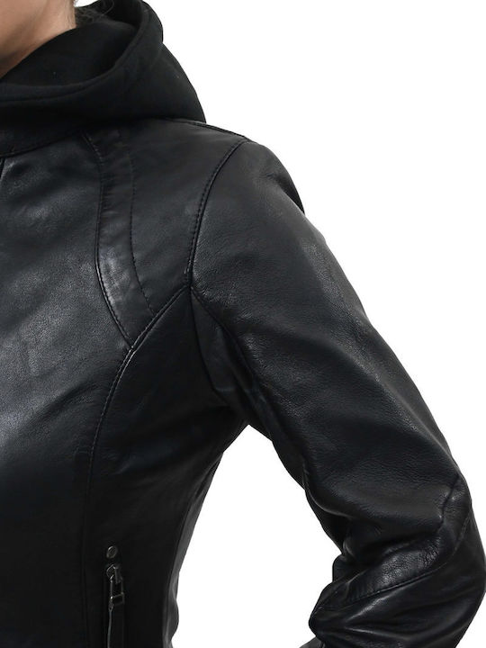 Leatherland Sophia Δερμάτινο Γυναικείο Biker Jacket Μαύρο