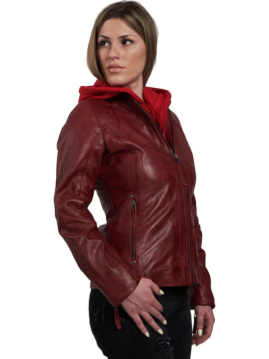 Sophia Piele Jachetă de femei Biker Jacket Burgundy