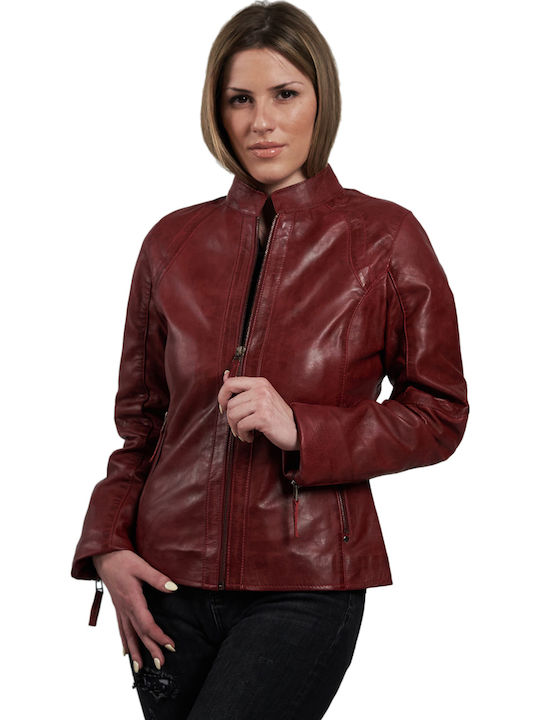 Sophia Piele Jachetă de femei Biker Jacket Burgundy