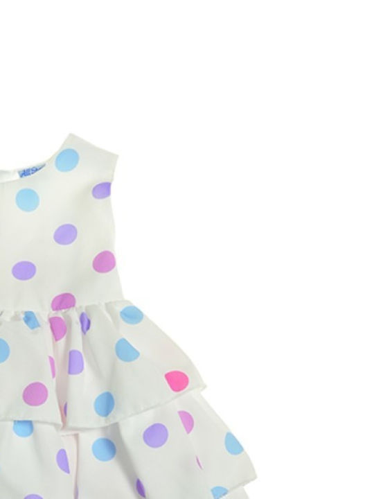 Kinderkleid Polka Dot Weiß
