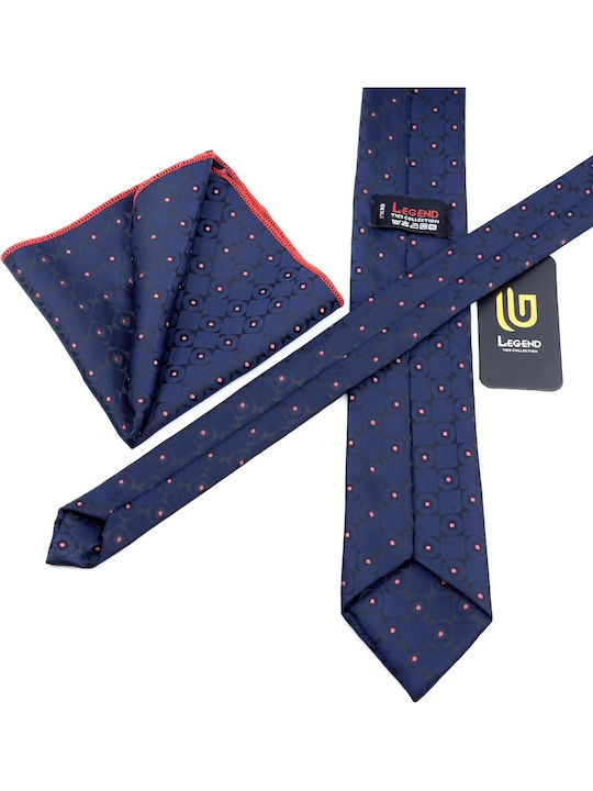 Synthetic Men's Tie Set Printed Navy Blue