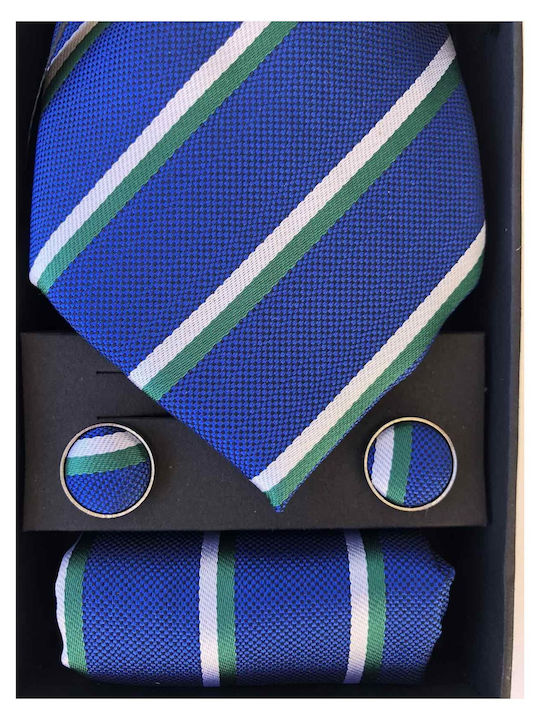 Synthetic Men's Tie Set Printed Blue