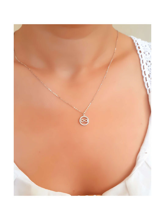 Necklace Infinity from White Gold 9 K