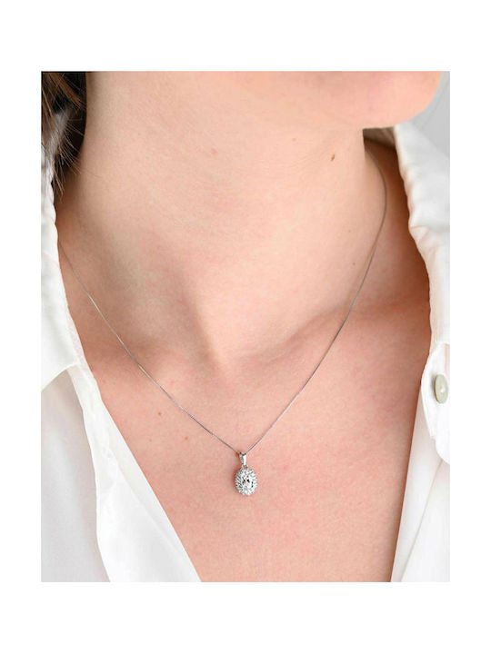 Necklace from White Gold 14K with Zircon