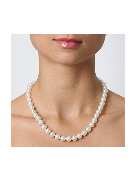 Necklace Double from White Gold 18k with Pearls